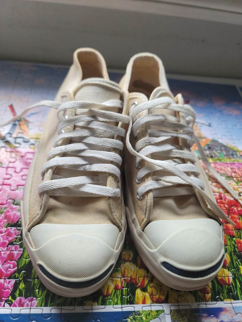 Converse Beige Canvas Low-Top Sneakers with White Toe Cap/70s ((Extremely Rare))